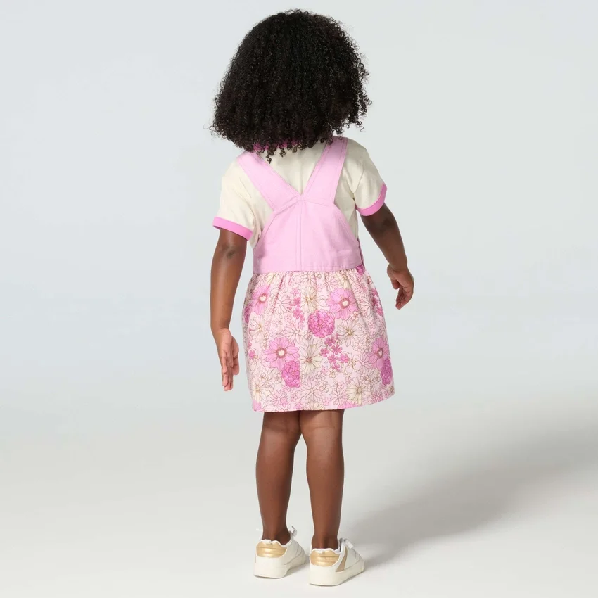 Conjunto de dos piezas para niñas: camiseta con manguitos y jersey estampado (niñas pequeñas)