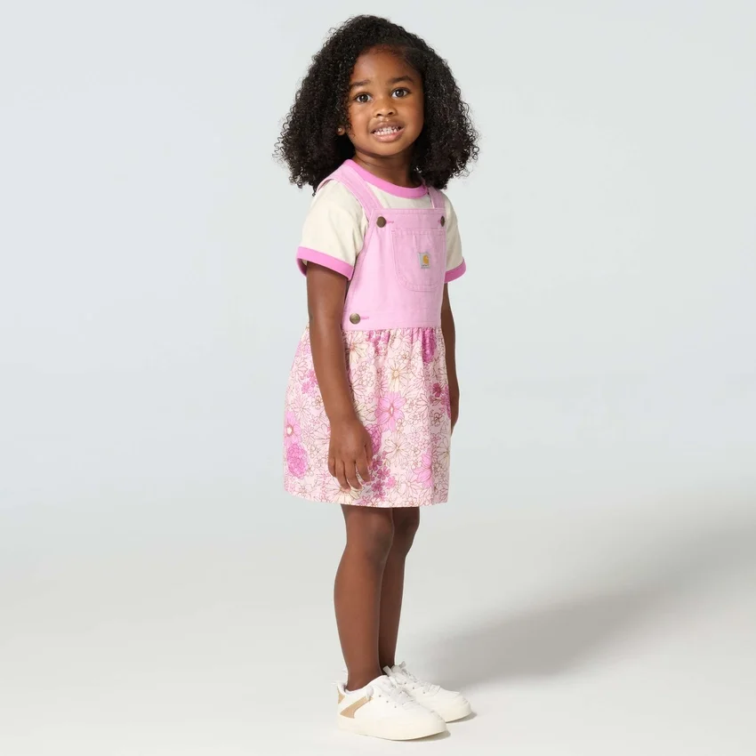 Conjunto de dos piezas para niñas: camiseta con manguitos y jersey estampado (niñas pequeñas)
