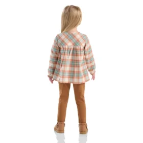 Conjunto de dos piezas para niñas: camiseta de franela con manguitos largos y Leggings (niñas pequeñas)