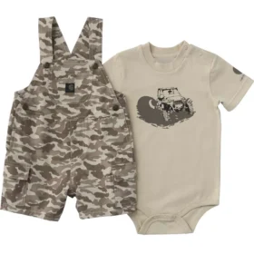 Conjunto de dos piezas para niño: body con manguitos cortos y pantalones cortos con bolsillos de camuflaje (bebé)