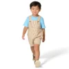 Conjunto de dos piezas para niño: camiseta de manguitos cortos y peto de rayas marrones (niños pequeños)