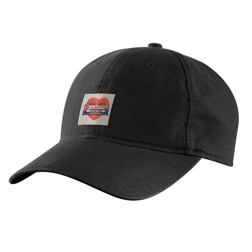 Gorra de béisbol de lona con parche de corazón