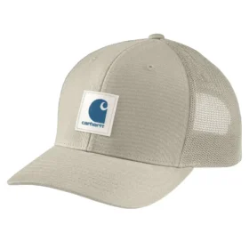 Gorra de camionero con logotipo en parche, de sarga Rugged Flex™ y parte trasera de malla
