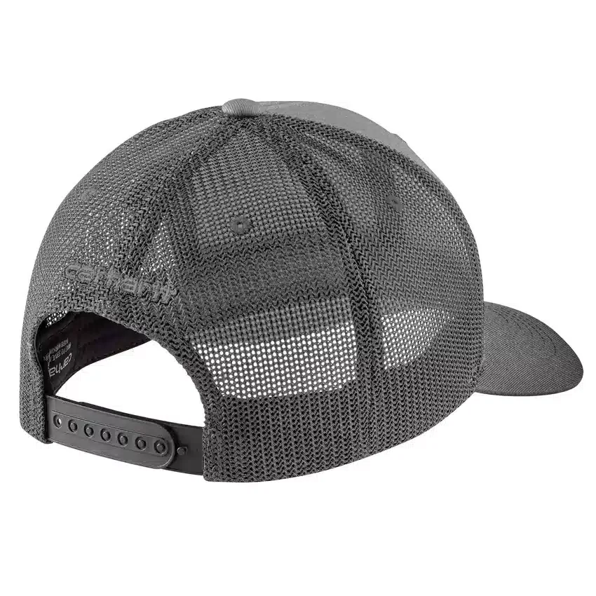 Gorra de camionero con logotipo en parche, de sarga Rugged Flex™ y parte trasera de malla