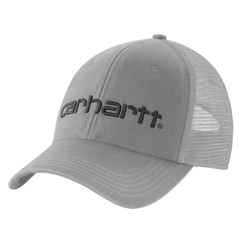 Gorra de camionero de lona con parte trasera de malla y logotipo