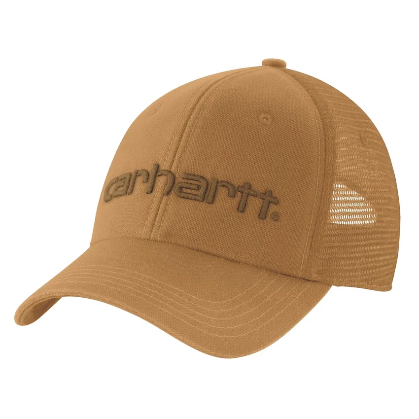 Gorra de camionero de lona con parte trasera de malla y logotipo