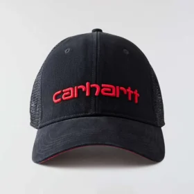 Gorra de camionero de lona con parte trasera de malla y logotipo