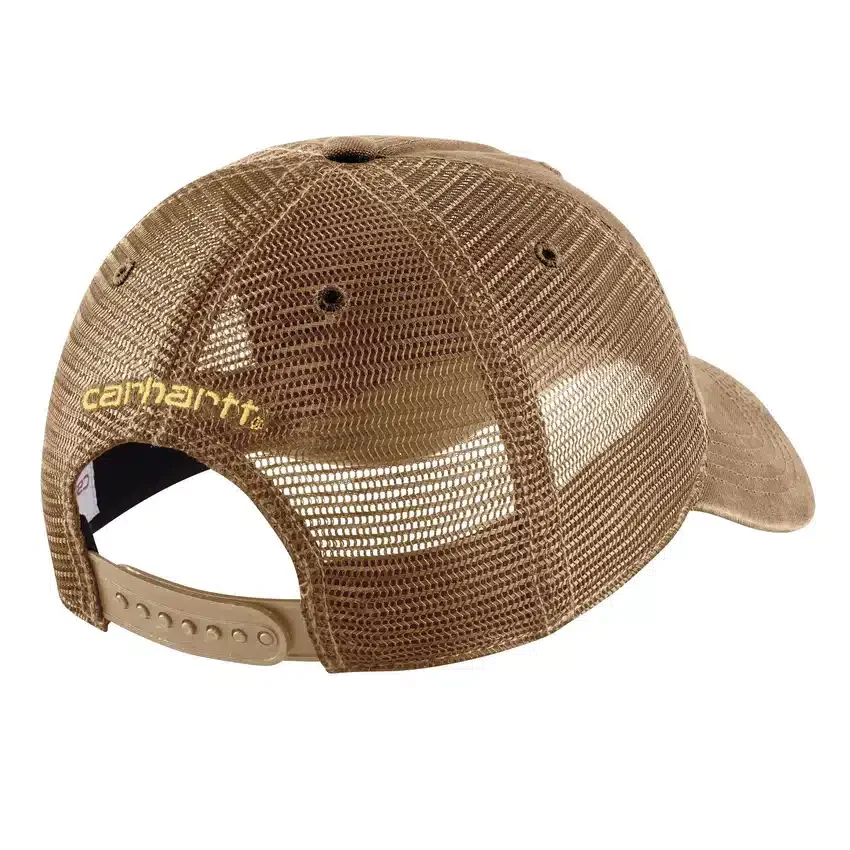 Gorra de camionero de lona con parte trasera de malla y logotipo