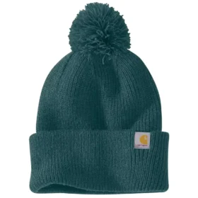 Gorro de punto con pompón y puños para mujer