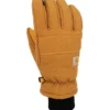 Guantes de lona de algodón con aislamiento y puño de punto de cuero sintético