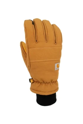 Guantes de lona de algodón con aislamiento y puño de punto de cuero sintético