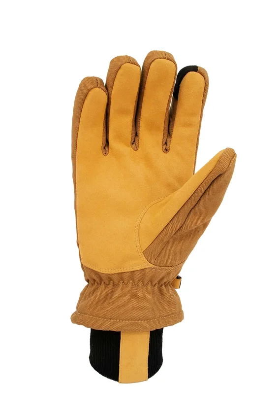 Guantes de lona de algodón con aislamiento y puño de punto de cuero sintético