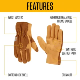 Guantes de lona de algodón y cuero sintético con puño abierto