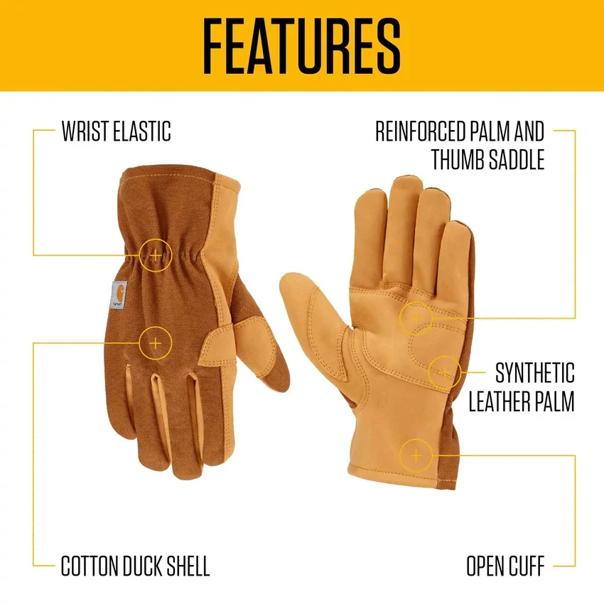 Guantes de lona de algodón y cuero sintético con puño abierto