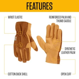 Guantes de mujer de lona y piel sintética con puño abierto