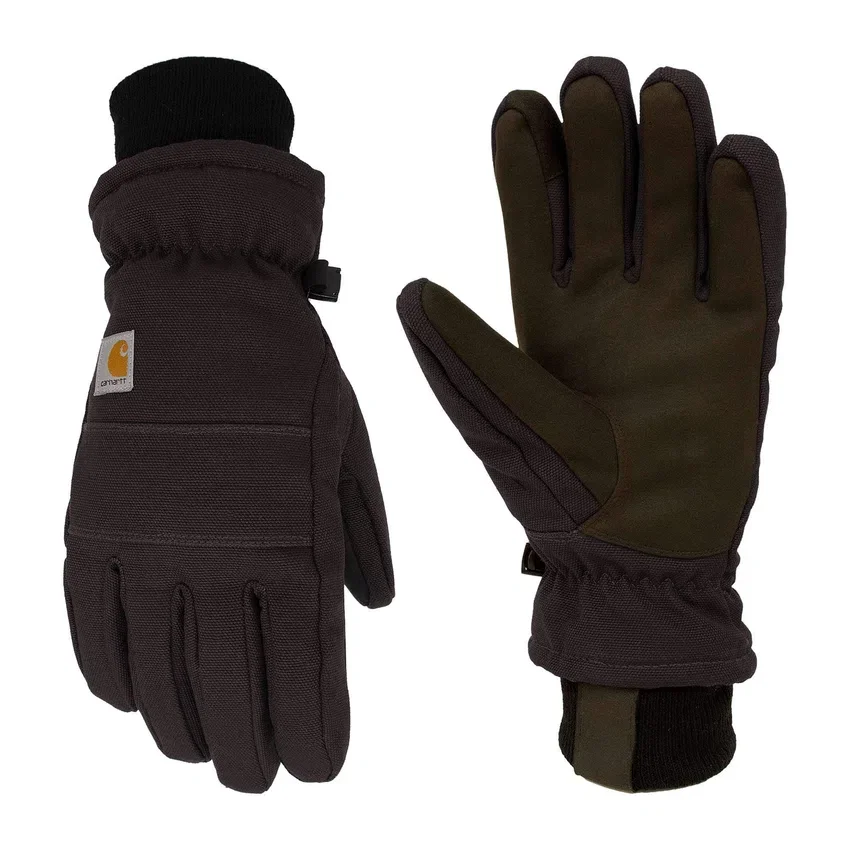 Guantes para mujer con aislamiento de lona y piel sintética, con puño de punto