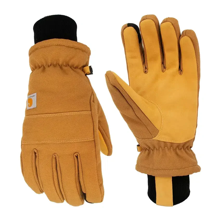 Guantes para mujer con aislamiento de lona y piel sintética, con puño de punto
