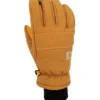 Guantes para mujer con aislamiento de lona y piel sintética, con puño de punto