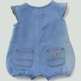 Mono de denim con cuello Henley y manguitos cortos para niñas (bebé)