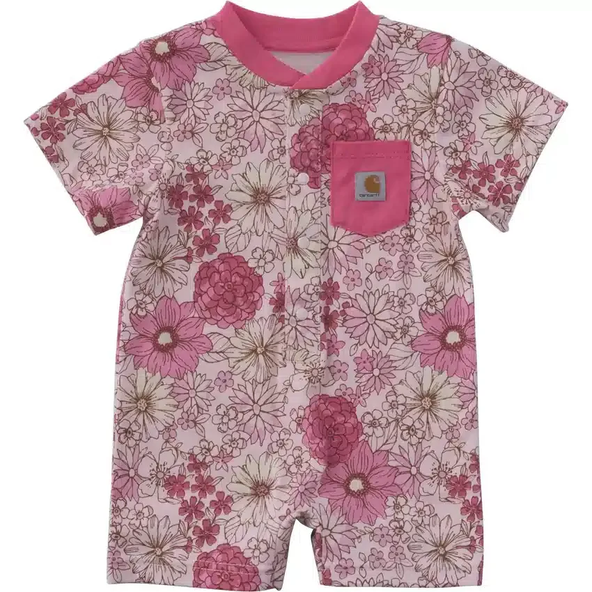 Mono Henley con manguitos florales de corta longitud y bolsillo para niña (bebé)