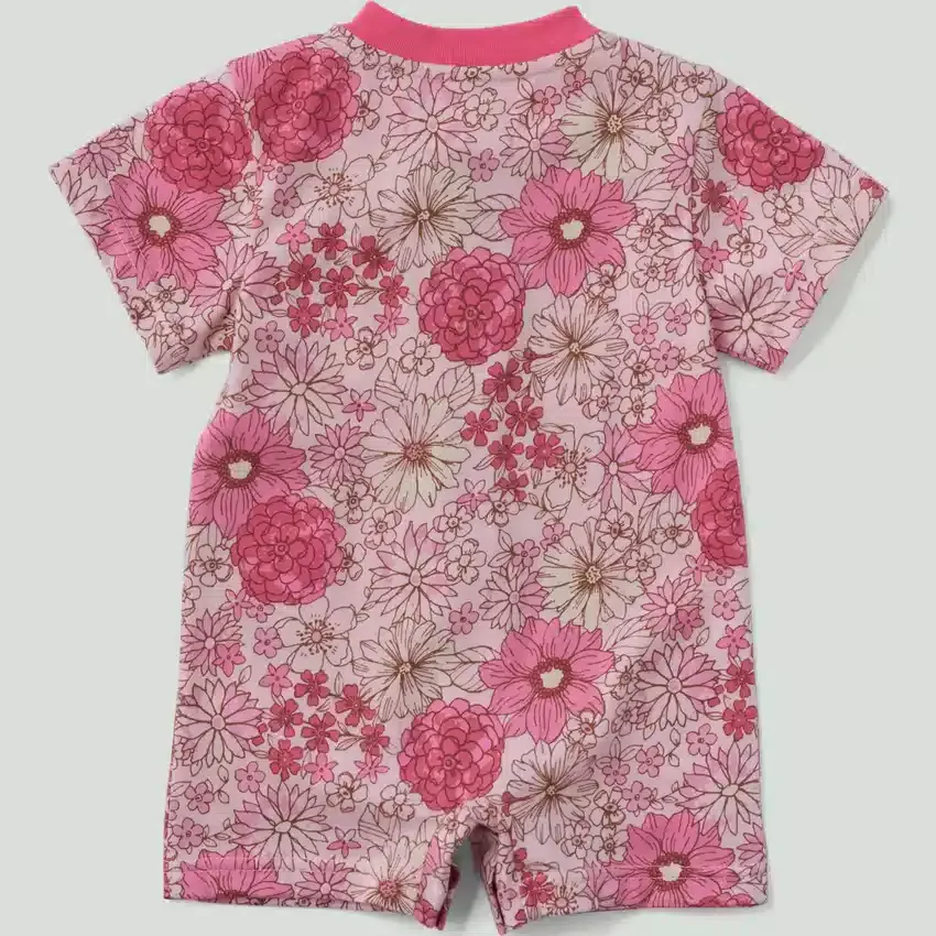 Mono Henley con manguitos florales de corta longitud y bolsillo para niña (bebé)