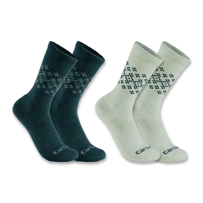 Pack de 2 pares de calcetines de caña media para mujer de mezcla de lana sintética con diseño Fair Isle