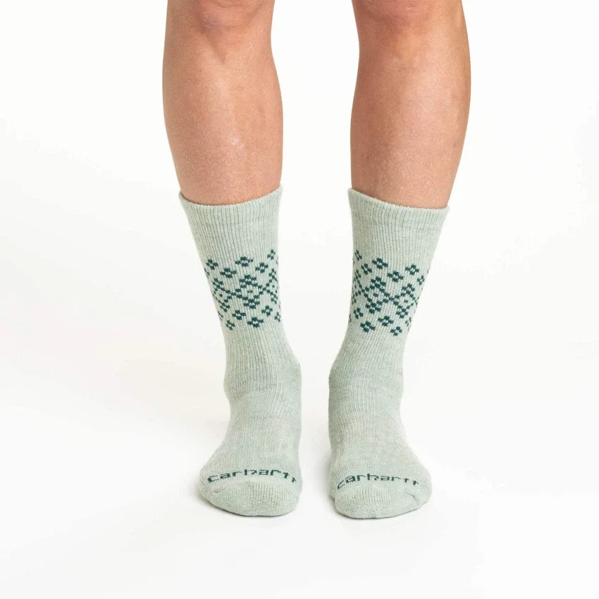 Pack de 2 pares de calcetines de caña media para mujer de mezcla de lana sintética con diseño Fair Isle