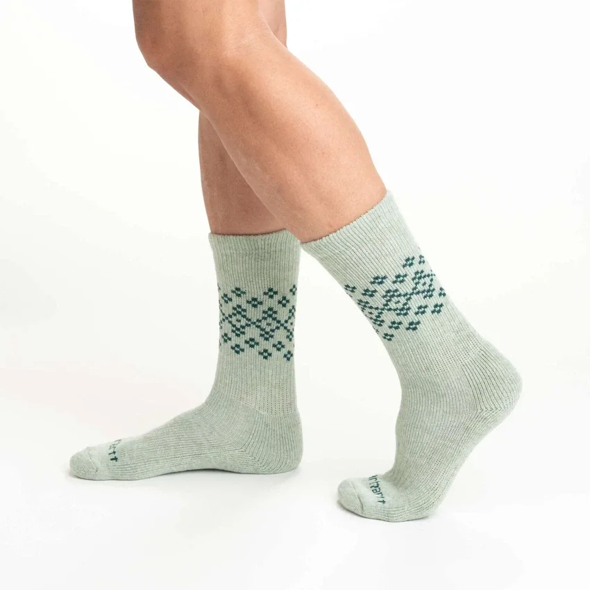 Pack de 2 pares de calcetines de caña media para mujer de mezcla de lana sintética con diseño Fair Isle