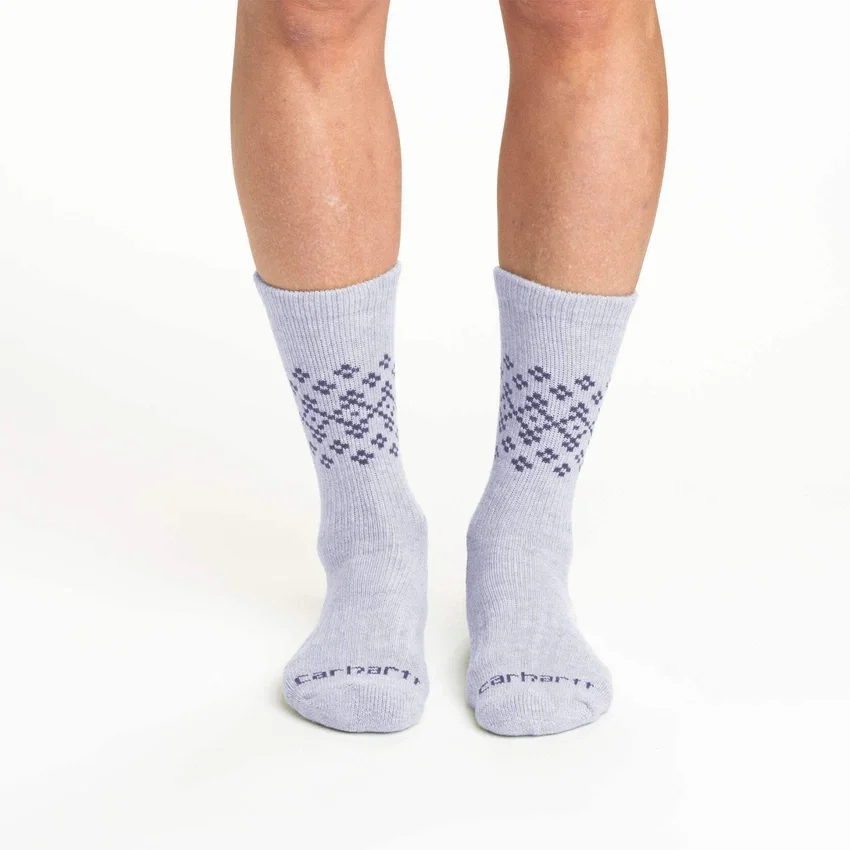 Pack de 2 pares de calcetines de caña media para mujer de mezcla de lana sintética con diseño Fair Isle