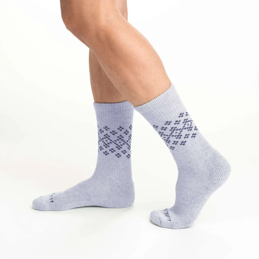 Pack de 2 pares de calcetines de caña media para mujer de mezcla de lana sintética con diseño Fair Isle