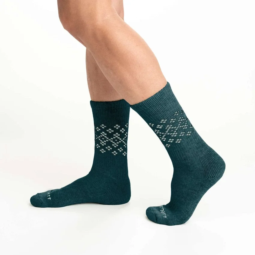 Pack de 2 pares de calcetines de caña media para mujer de mezcla de lana sintética con diseño Fair Isle