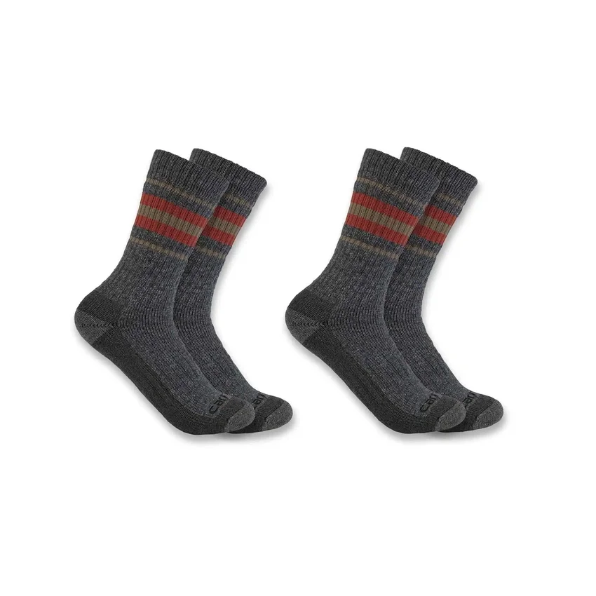 Pack de 2 pares de calcetines de caña media para mujer de mezcla de lana sintética de gran grosor