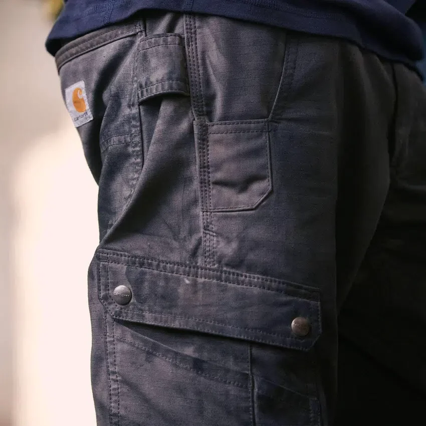 Pantalones cargo rectos de corte holgado con doble refuerzo en las rodillas y tejido ripstop - Pantalones de trabajo