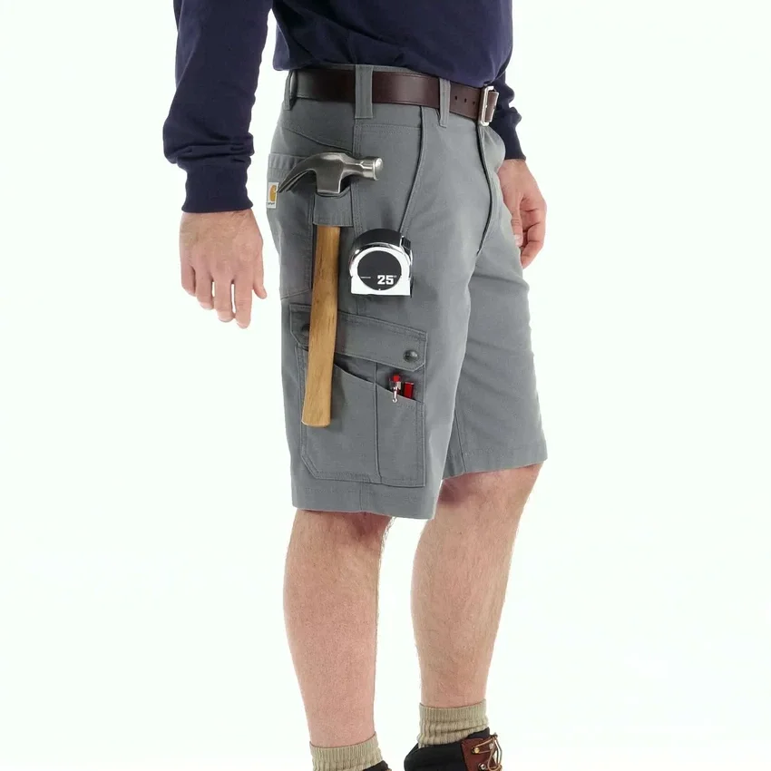 Pantalones cortos cargo de corte holgado de 11" con tejido ripstop - Pantalones cortos de trabajo