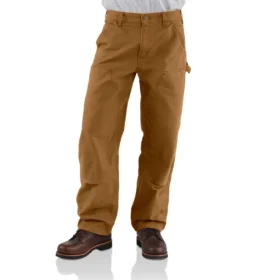 Pantalones de carpintero carhartt B136 para hombre, de corte recto holgado, en lona lavada y con doble refuerzo en las rodillas