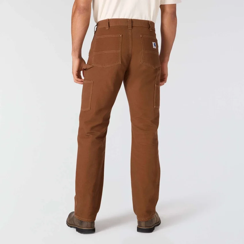 Pantalones de carpintero de la serie Crafted para hombre, de corte holgado y pierna recta, en tela de lona, con doble refuerzo en las rodillas