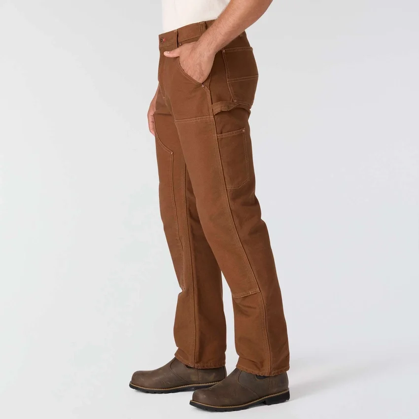 Pantalones de carpintero de la serie Crafted para hombre, de corte holgado y pierna recta, en tela de lona, con doble refuerzo en las rodillas