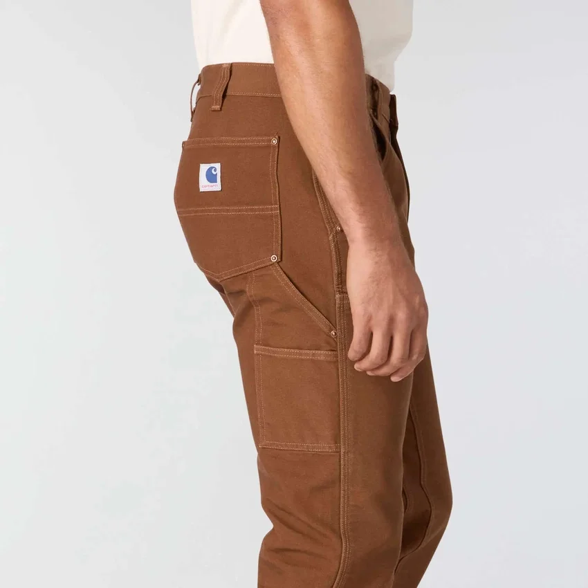 Pantalones de carpintero de la serie Crafted para hombre, de corte holgado y pierna recta, en tela de lona, con doble refuerzo en las rodillas
