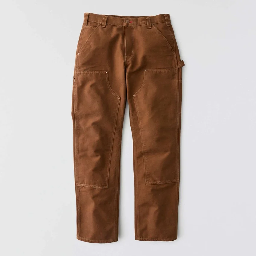 Pantalones de carpintero de la serie Crafted para hombre, de corte holgado y pierna recta, en tela de lona, con doble refuerzo en las rodillas