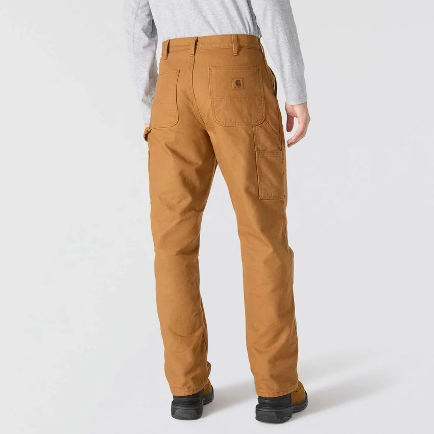 Pantalones de trabajo carhartt B111 para hombre, de corte recto holgado, en tela de lona lavada y con forro