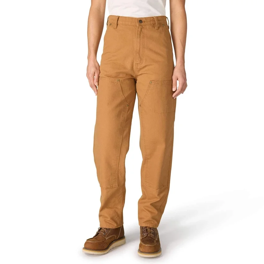 Pantalones de trabajo de lona con doble refuerzo en las rodillas y corte vintage para mujer