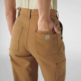 Pantalones de trabajo de lona con doble refuerzo en las rodillas y corte vintage para mujer