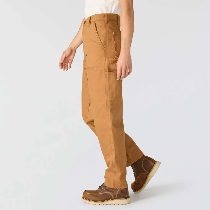 Pantalones de trabajo de lona con doble refuerzo en las rodillas y corte vintage para mujer