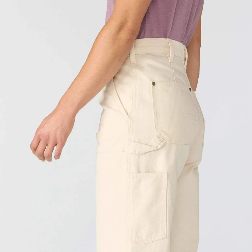 Pantalones de trabajo de lona con doble refuerzo en las rodillas y corte vintage para mujer