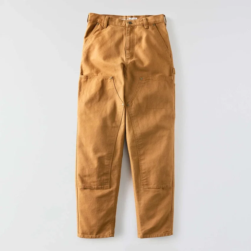 Pantalones de trabajo de lona con doble refuerzo en las rodillas y corte vintage para mujer
