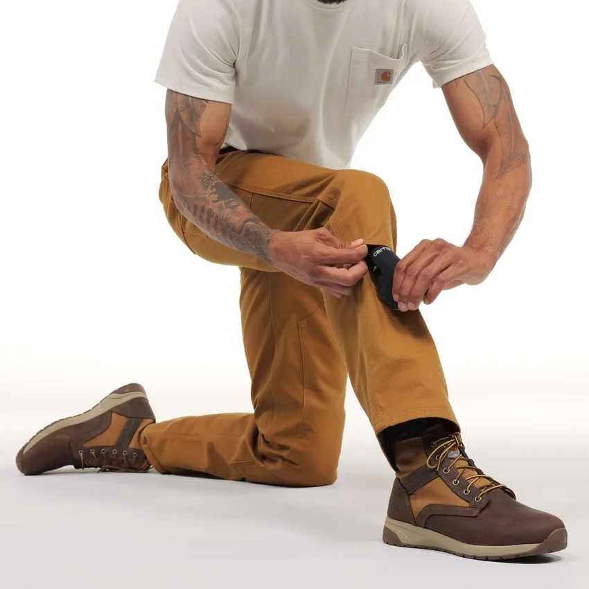 Pantalones de trabajo para hombre de corte recto holgado con doble refuerzo en las rodillas, de tela Rugged Flex Duck