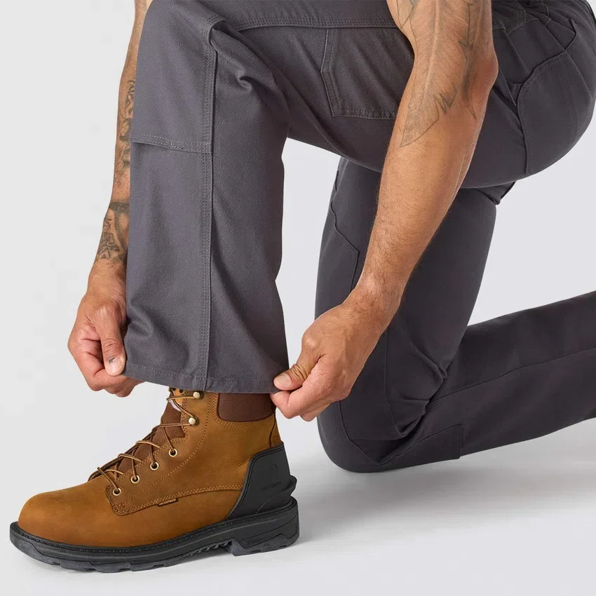 Pantalones de trabajo para hombre de corte recto holgado con doble refuerzo en las rodillas, de tela Rugged Flex Duck