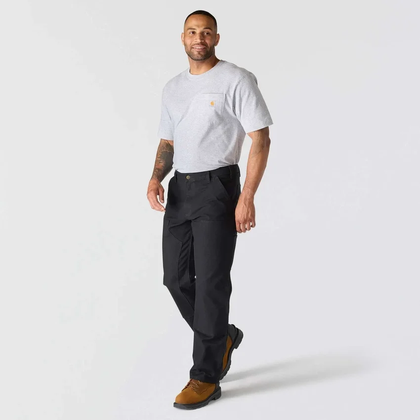 Pantalones de trabajo para hombre de corte recto holgado con doble refuerzo en las rodillas, de tela Rugged Flex Duck