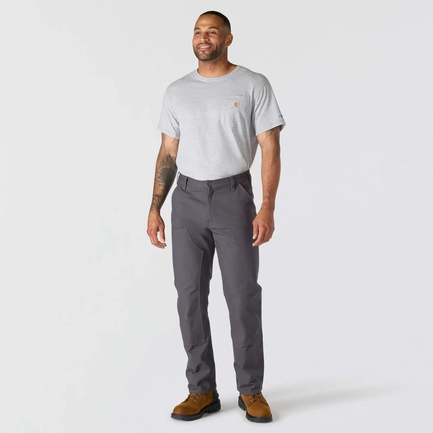 Pantalones de trabajo para hombre de corte recto holgado con doble refuerzo en las rodillas, de tela Rugged Flex Duck