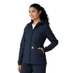 Sudadera con capucha de forro polar laminado para mujer
